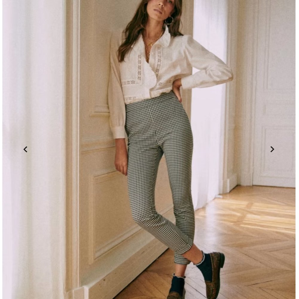 Sezane Clara pants Black and White Checkered